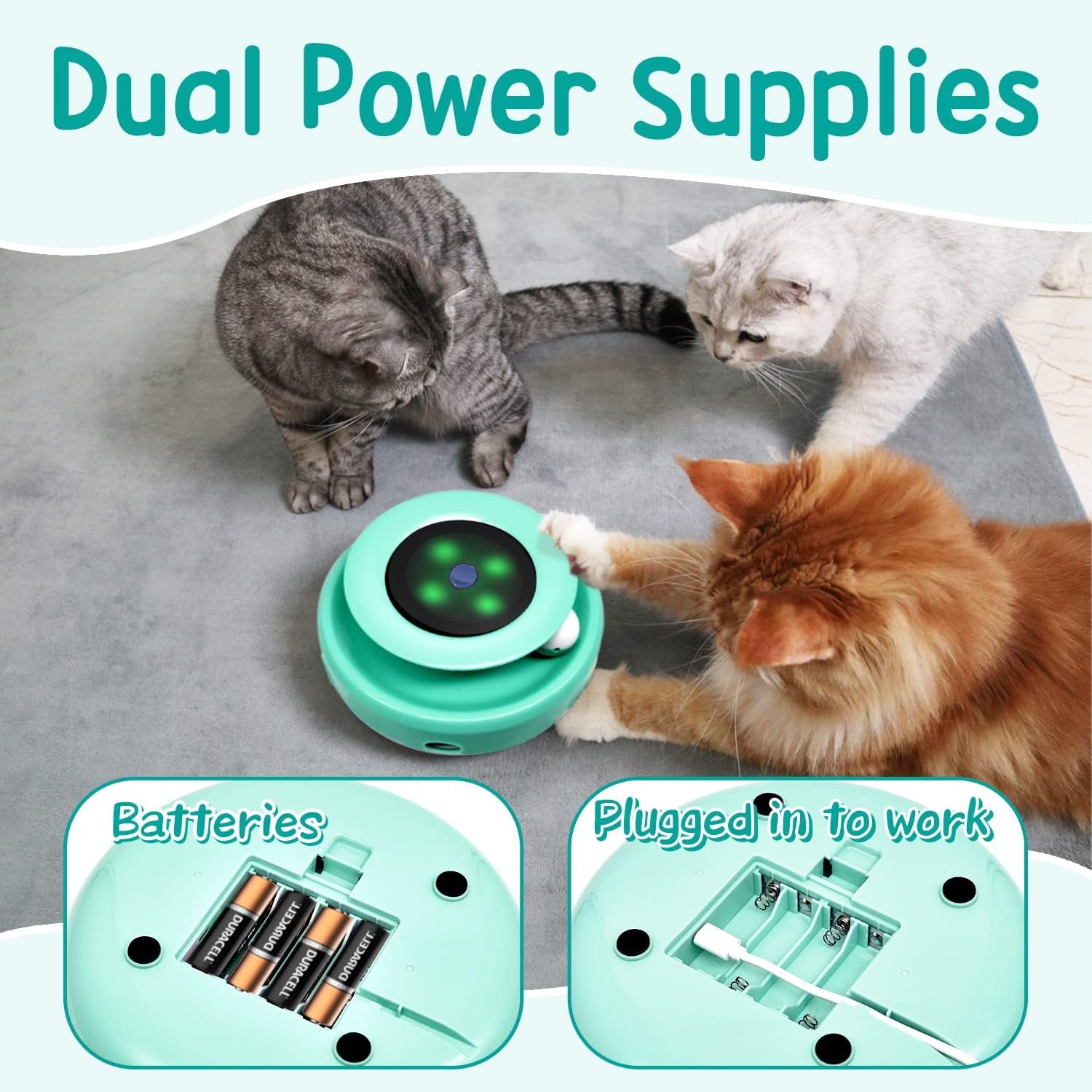 "2-in-1 Interactive Cat Toy – Automatic Rolling Balls & Feather Ambush | Adjustable Speed, Dual Power, Auto On/Off | 7 Attachments for Indoor Cats & Kittens"