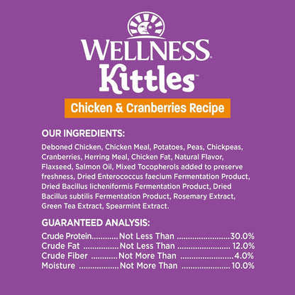 Kittles Crunchy Natural Grain Free Cat Treats, Chicken & Cranberries Recipe, All Life Stages, 2-Ounce Bag